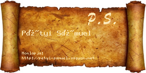 Pétyi Sámuel névjegykártya